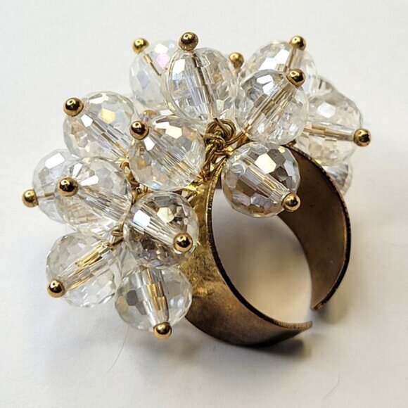 Crystal Cluster RingAdjustable Crystal Ring, Statement Crystal Ring - Picture 5 of 7